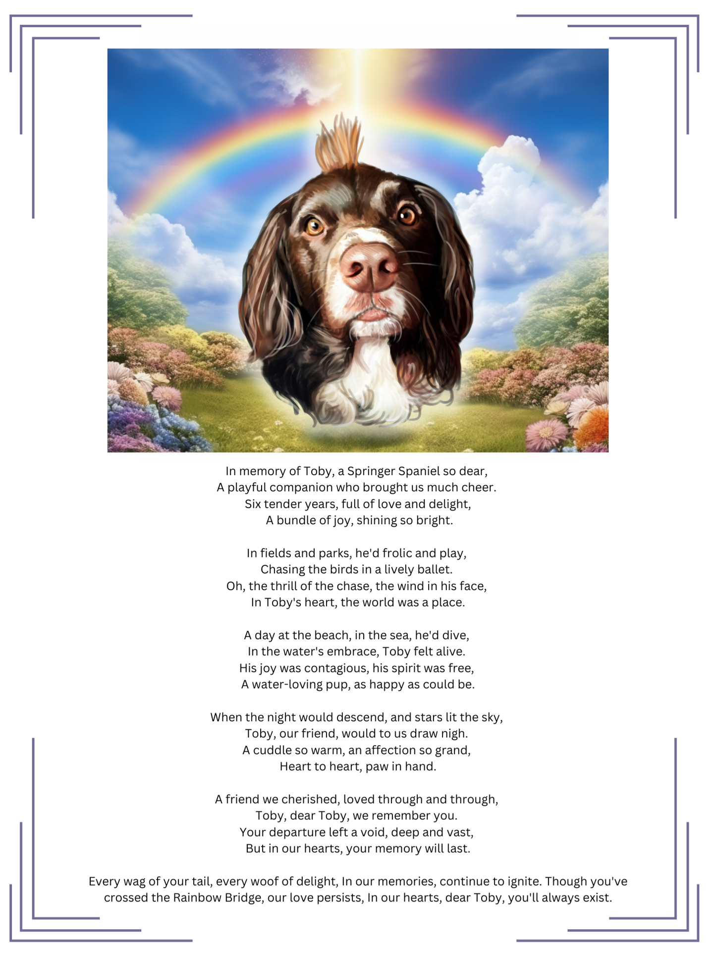 Rainbow Bridge Remembrance Package