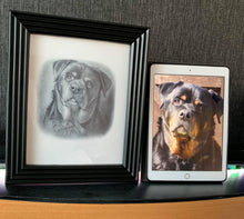 Load image into Gallery viewer, Black &amp; White Pencil Portrait-painted-paws
