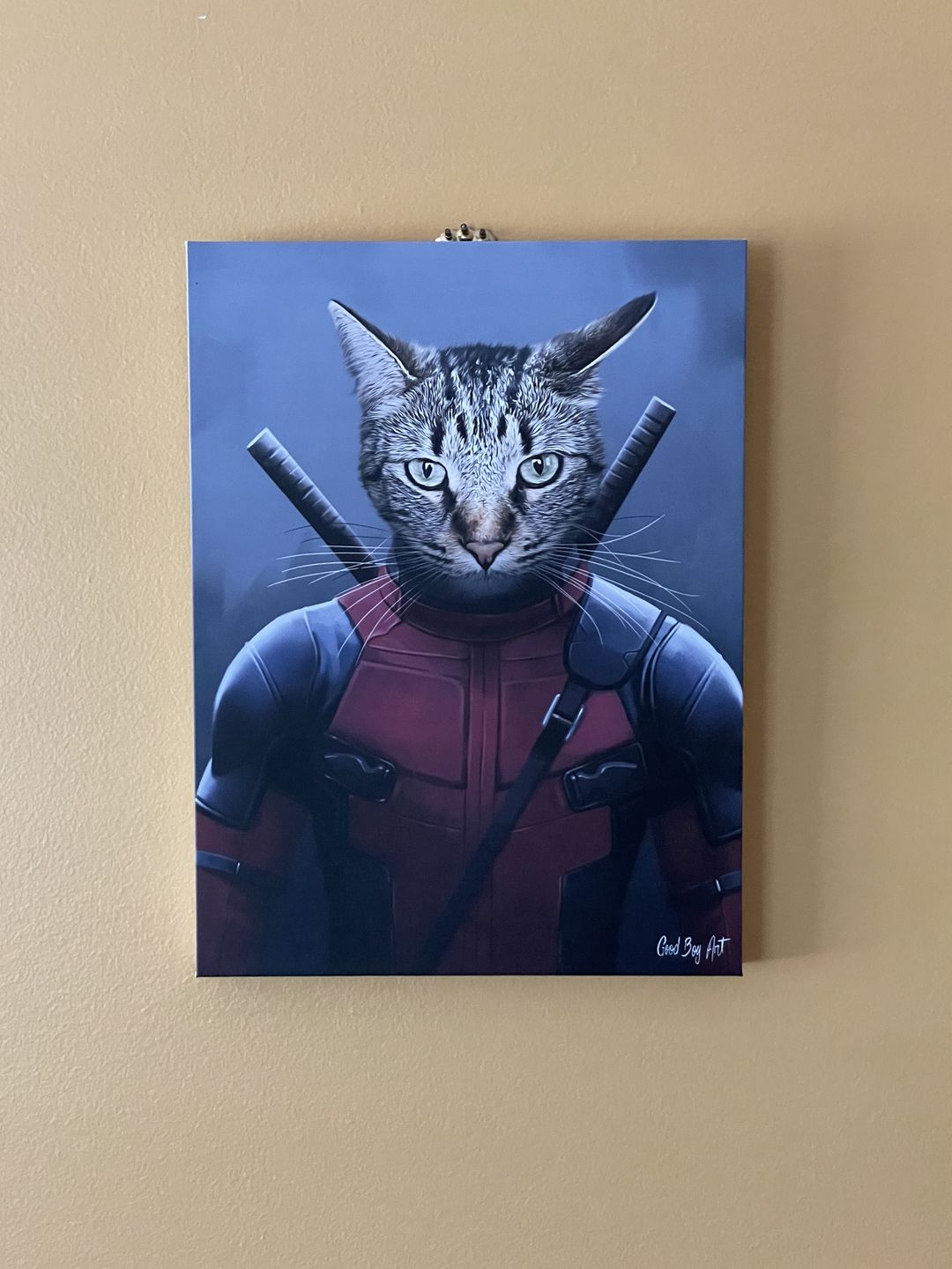 "Deadpawl" - Painted Paw Pawtrait